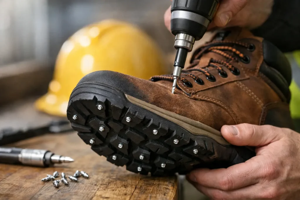 How to Add Traction to Work Boots Safely